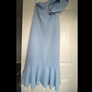 Quiz blue one shoulder dress with ruffled bottom